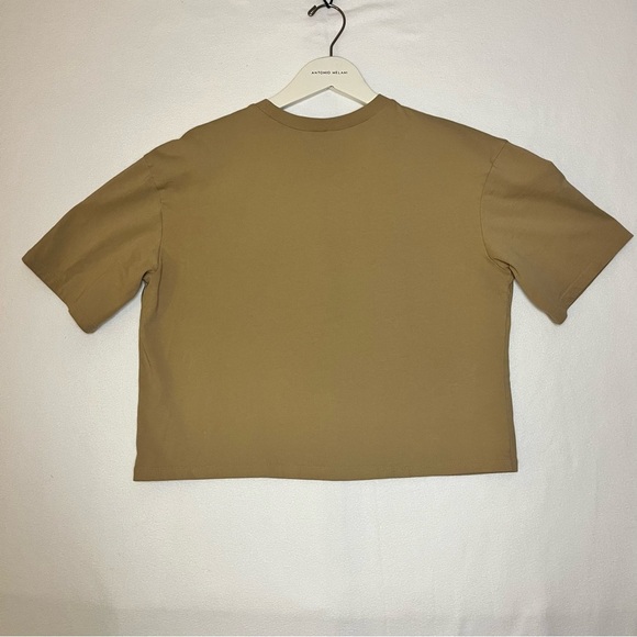 BP. Women's Classic Casual Tan Crew Neck Short Sleeve Crop Tee Top Size Medium - Picture 2 of 8